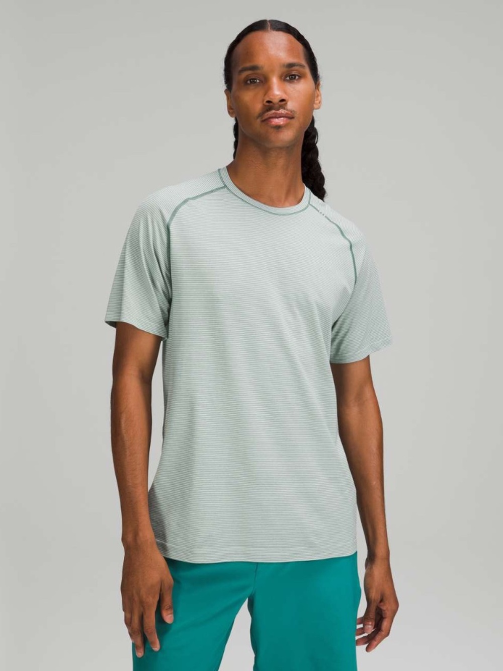 LULULEMON Metal Vent Tech Short Sleeve 2.0 Stripe White / Tide Water Men Medium